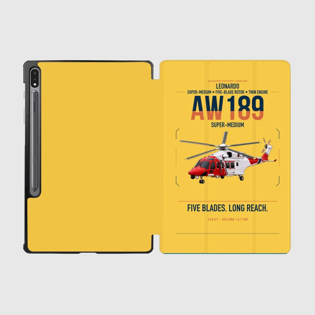 Leonardo AW189 design on yellow samsung tablet tablet case