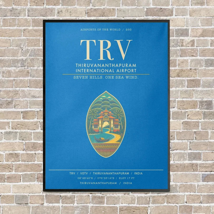 Thiruvananthapuram International Airport TRV - Canvas Framed - Turquoise