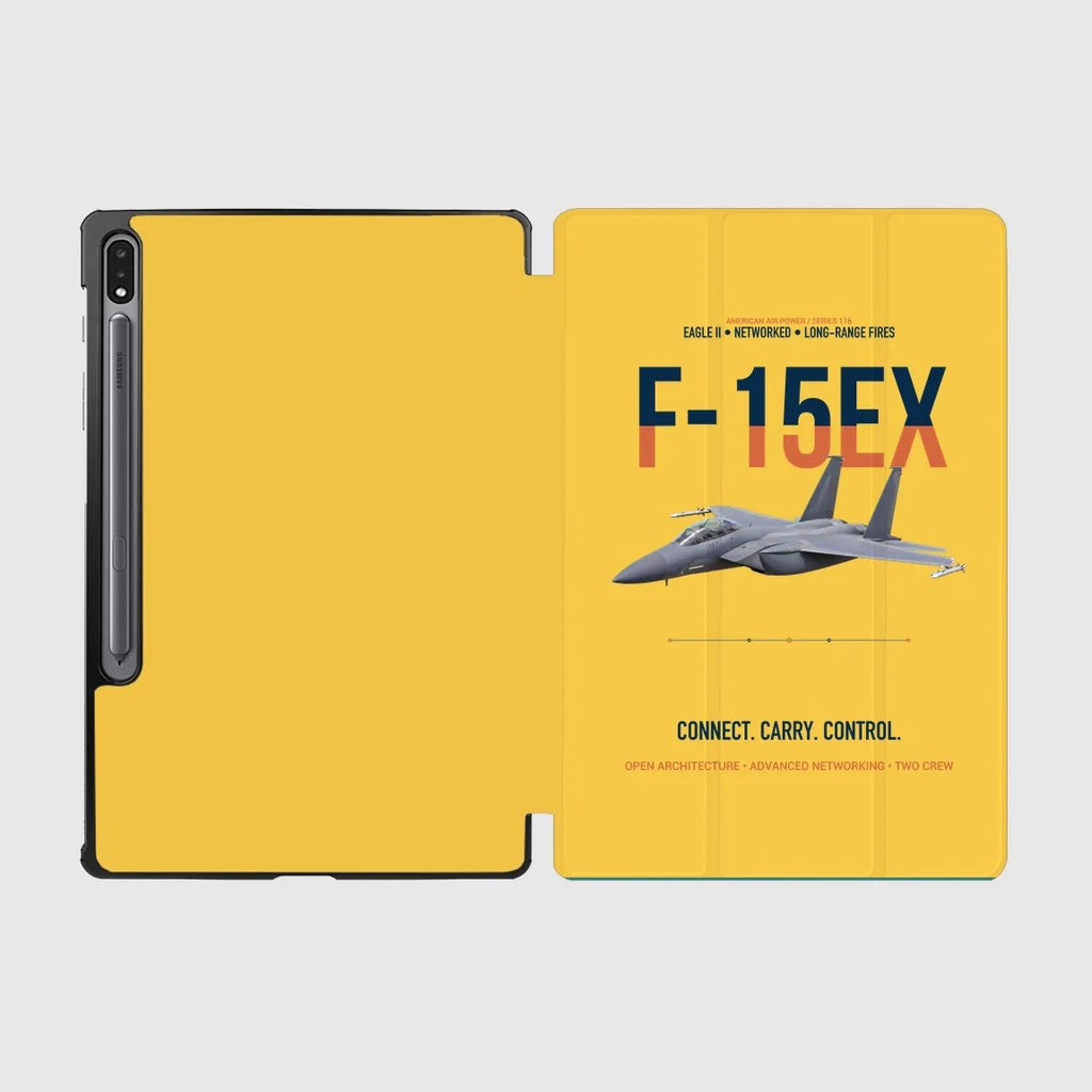 F-15EX Eagle II Connect Carry Control design on yellow samsung tablet tablet case