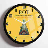 Thumbnail for Rotorua Regional Airport (ROT) design on yellow framed wall clock