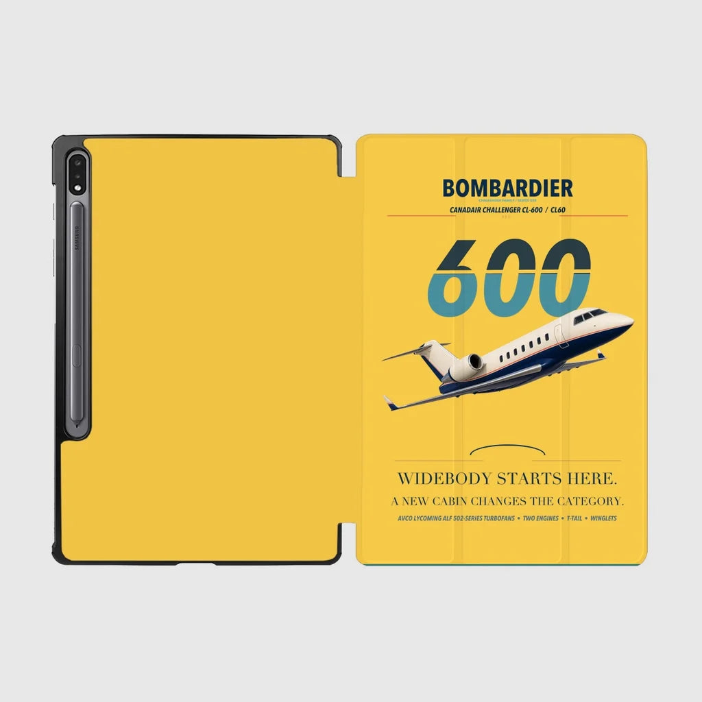 Bombardier Challenger 600 design on yellow samsung tablet tablet case