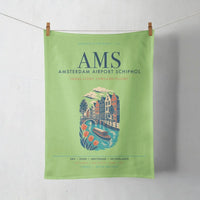 Thumbnail for Amsterdam Airport Schiphol (AMS) design on light green towel