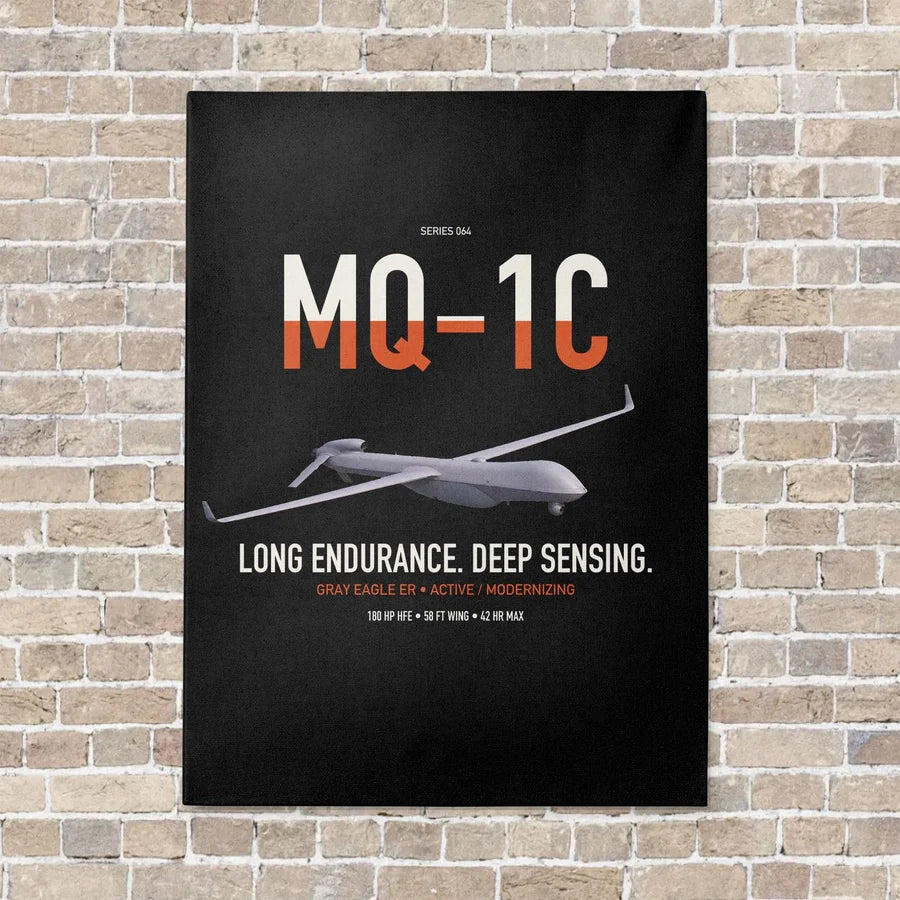 MQ-1C Gray Eagle ER vertical canvas print - no frame - black background