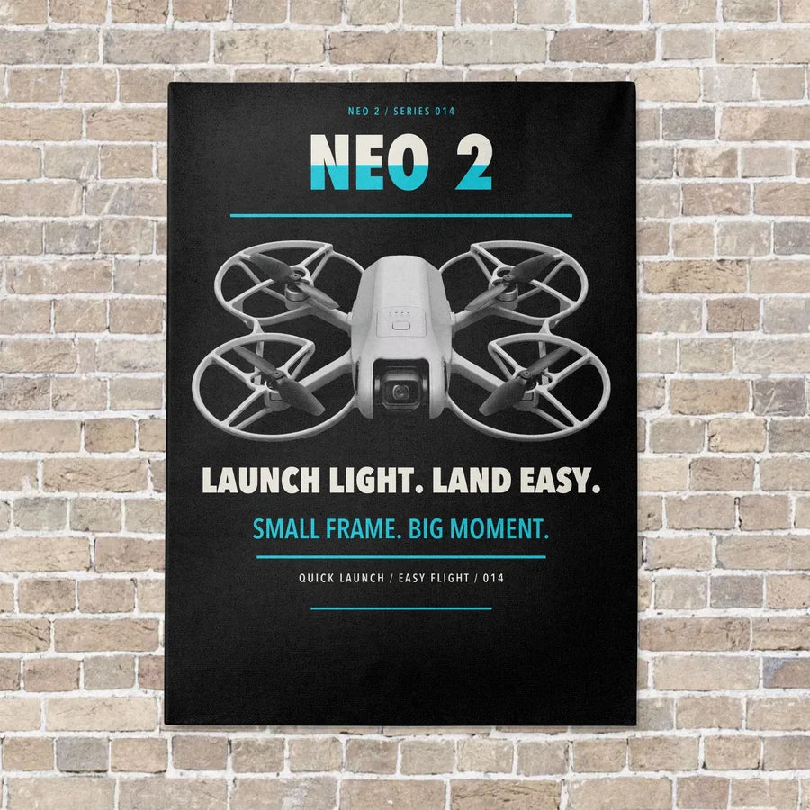 DJI Neo 2 vertical canvas print - no frame - black background