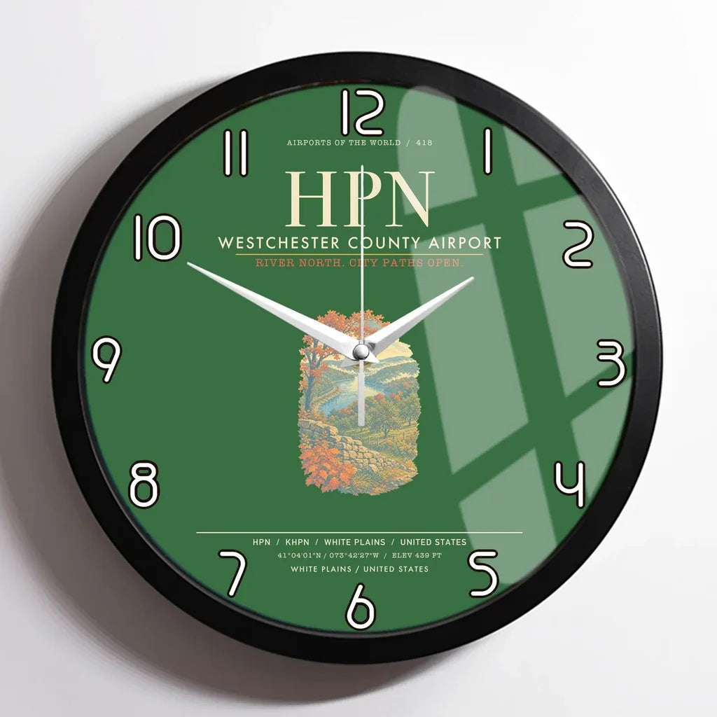 Westchester County Airport HPN Wall-Clock Framed - Green