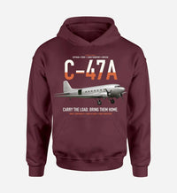 Thumbnail for C-47A Skytrain design on dark red double-side hoodie, single-side print