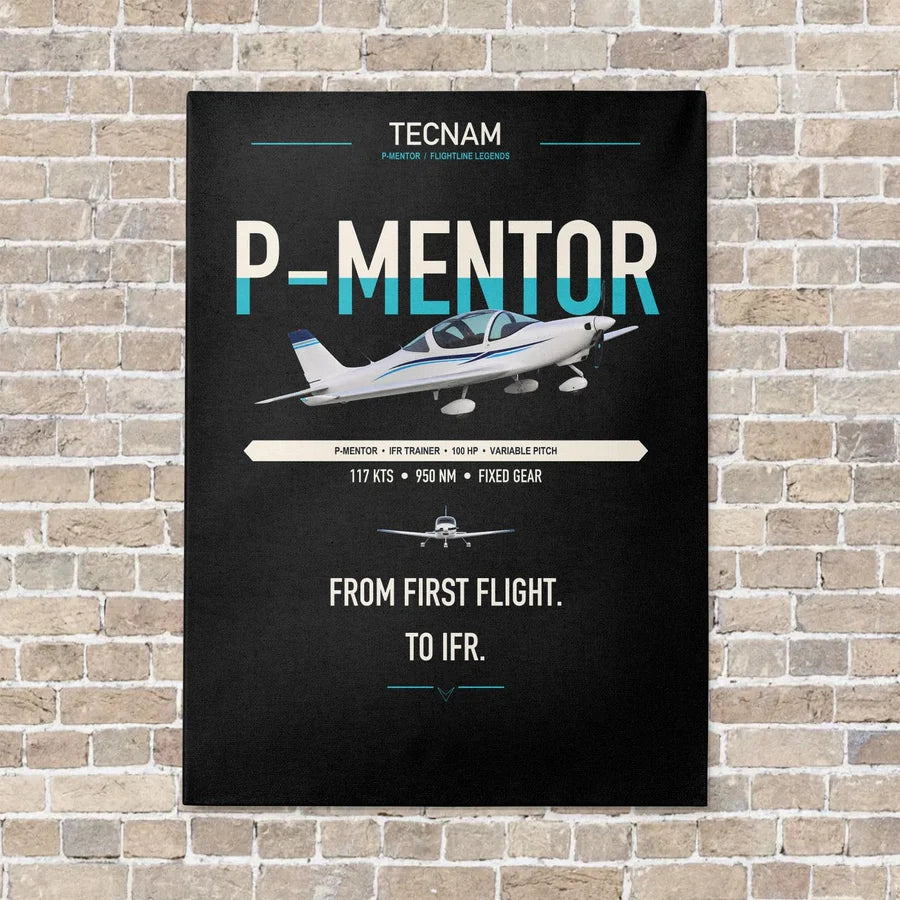 Tecnam P-Mentor vertical canvas print - no frame - black background