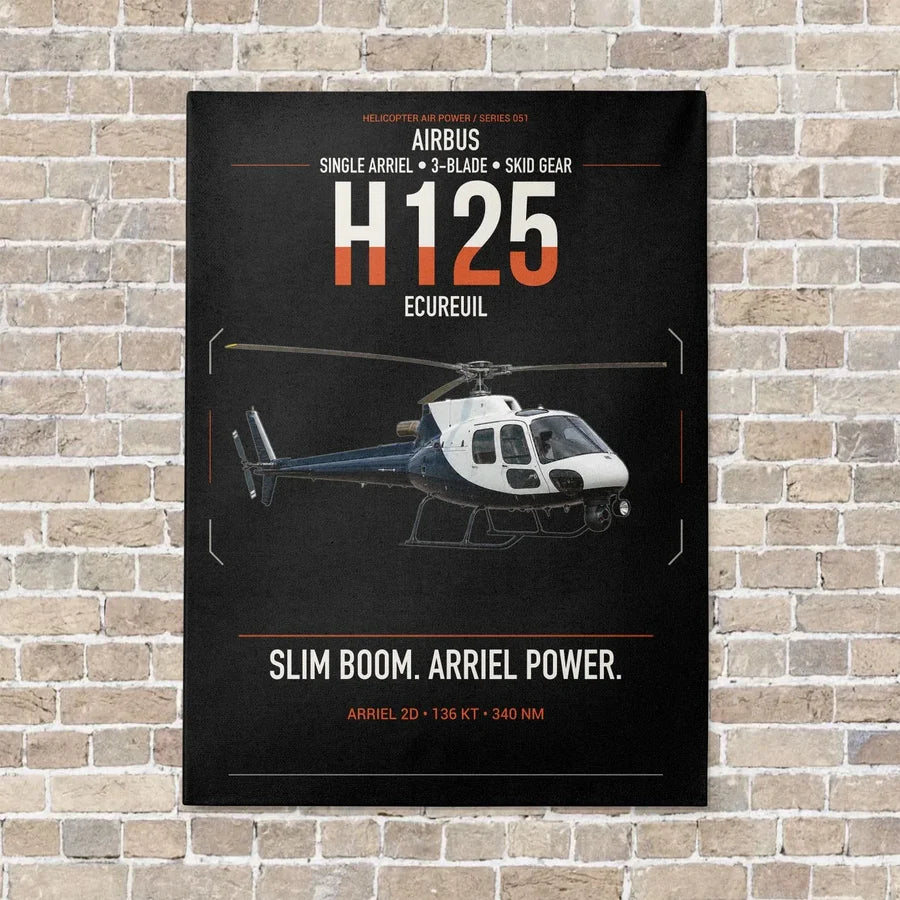 Airbus H125 vertical canvas print - no frame - black background