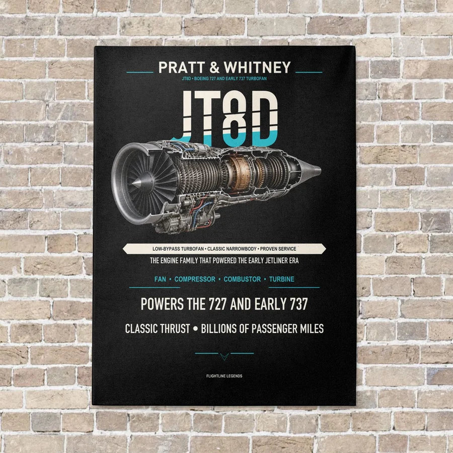 JT8D vertical canvas print - no frame - black background