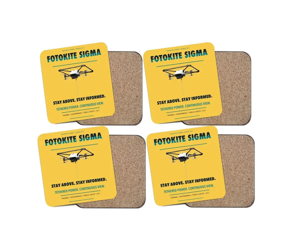 Fotokite Sigma design on yellow 4 pieces set coaster