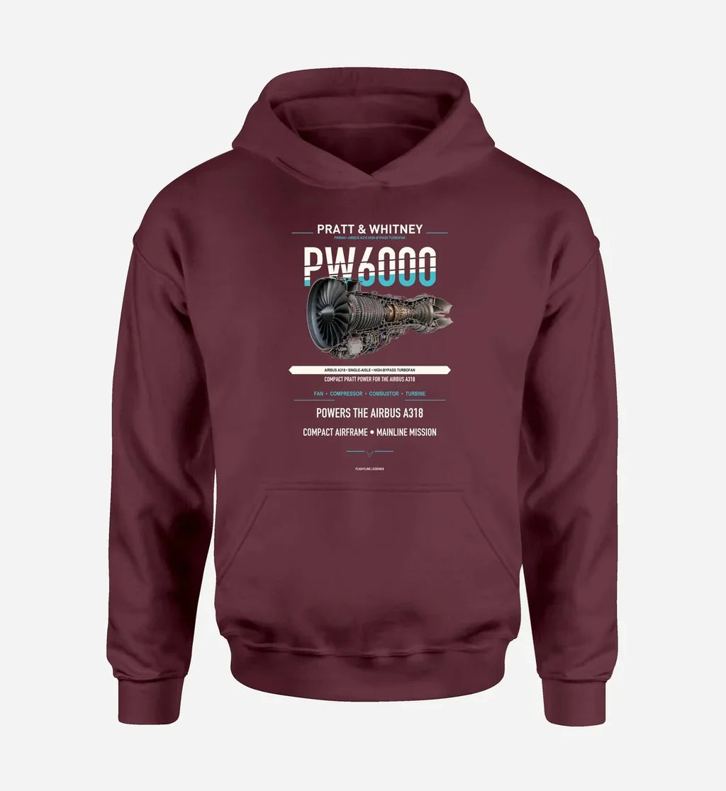 PW6000 design on dark red hoodie single side