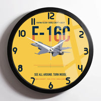 Thumbnail for F-16C Fighting Falcon See All Around Turn Inside design on yellow framed wall clock