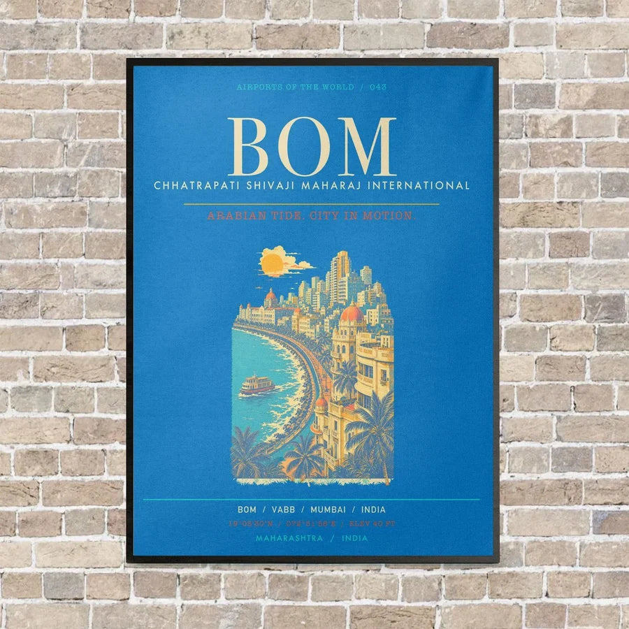 Chhatrapati Shivaji Maharaj International Airport Mumbai BOM - Canvas Framed - Turquoise