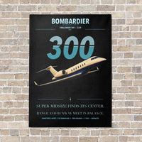 Thumbnail for Bombardier Challenger 300 vertical canvas print - no frame - black background