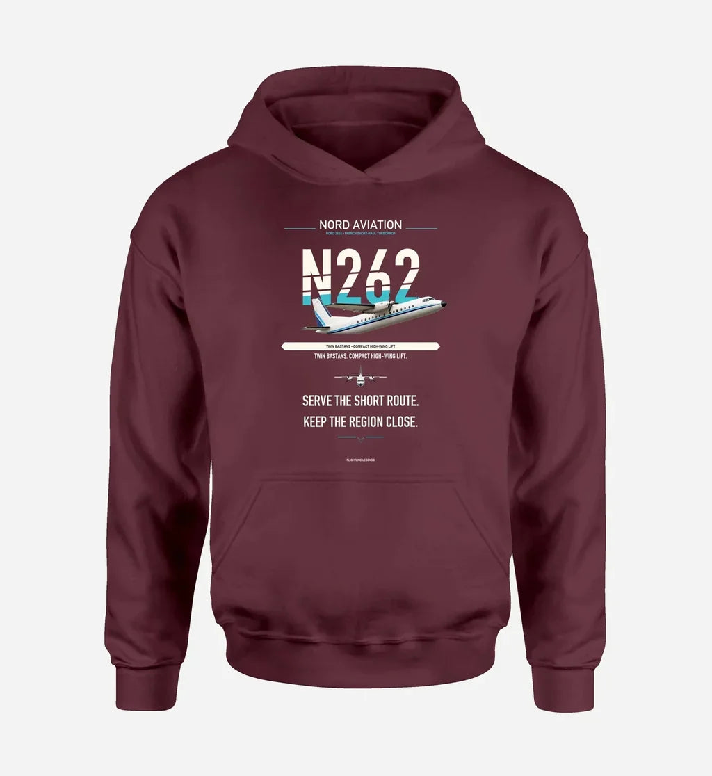 Nord 262A design on dark red hoodie single side