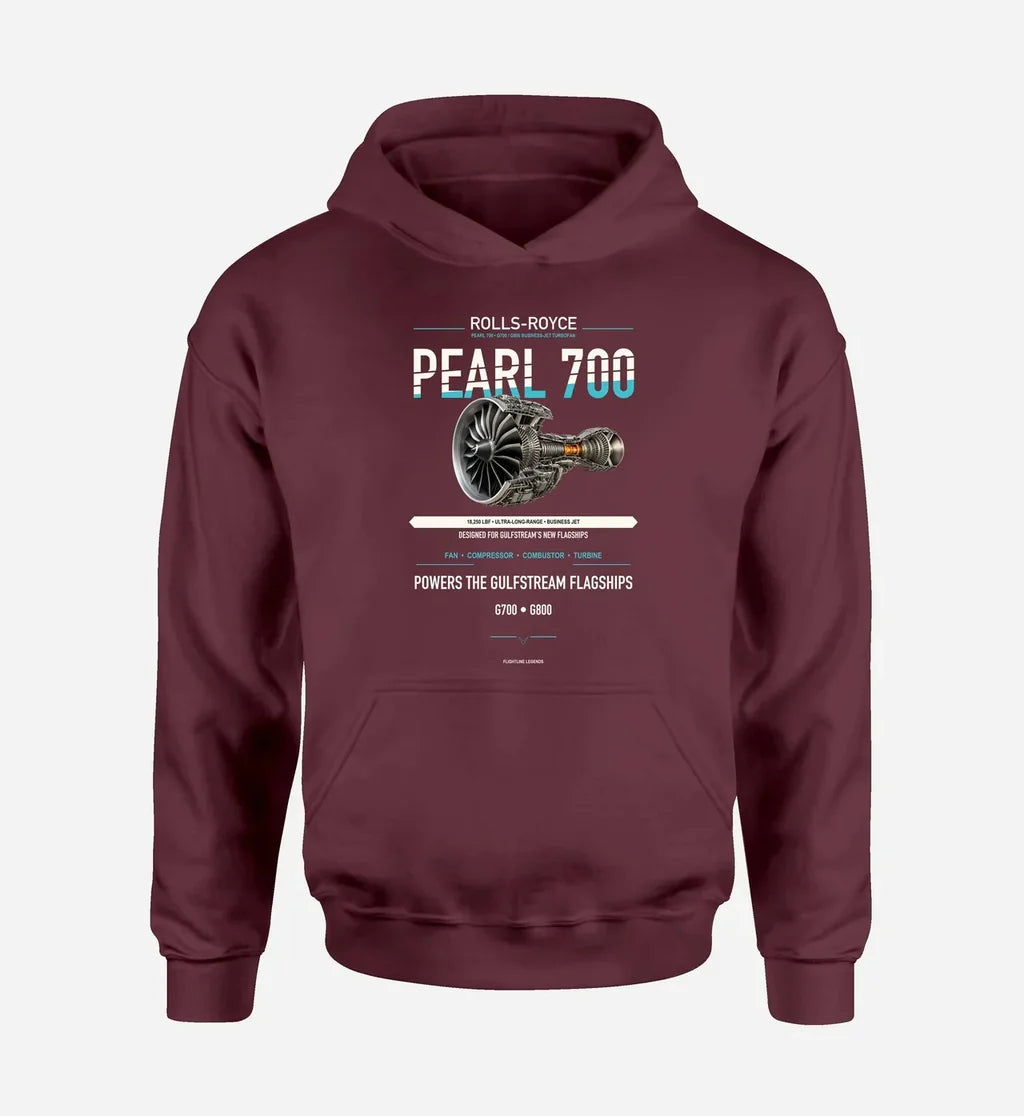 PEARL 700 design on dark red hoodie single side