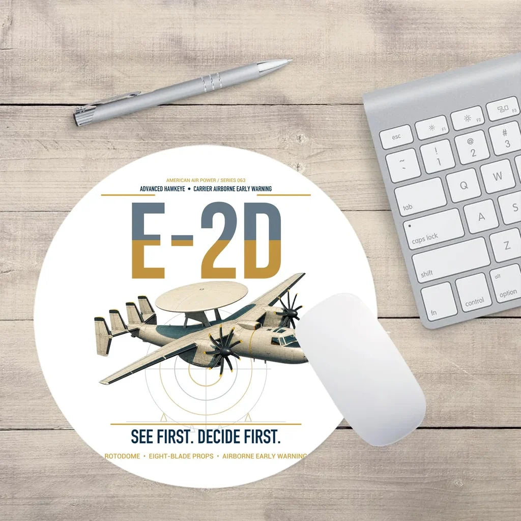 E-2D Advanced Hawkeye design on white round mouse pad