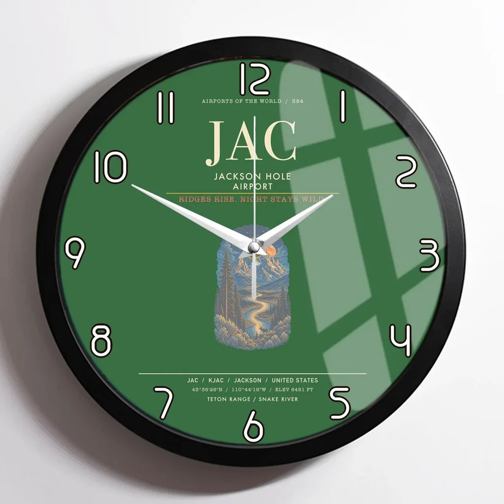 Jackson Hole Airport JAC Wall-Clock Framed - Green