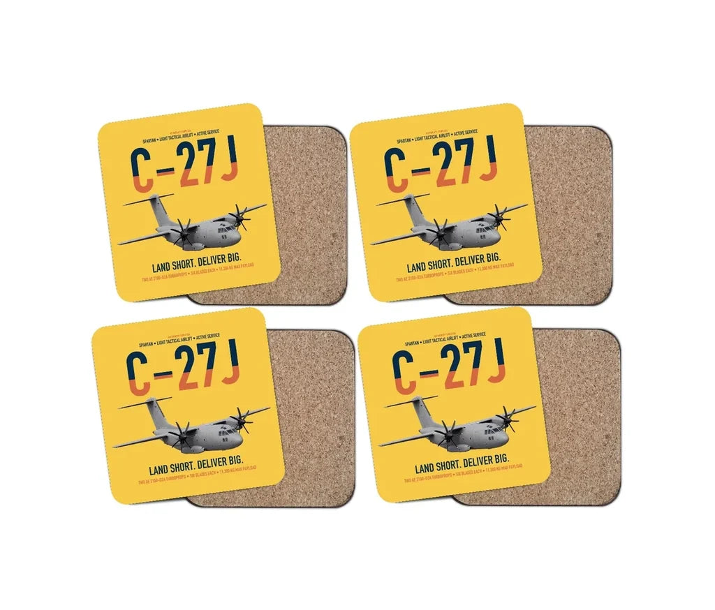C-27J Spartan design on yellow 4 pieces set coaster