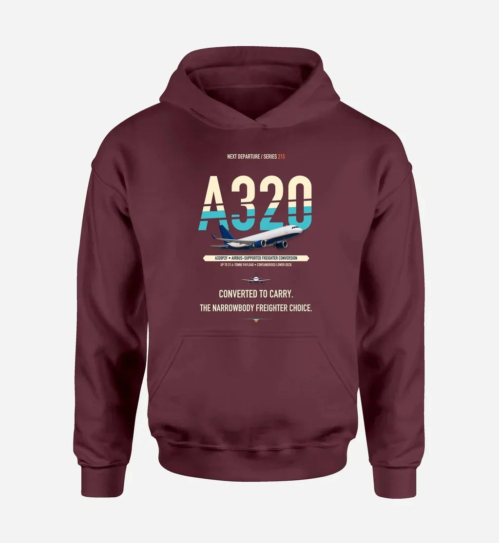Airbus A320P2F design on dark red hoodie single side