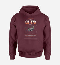 Thumbnail for Boeing CH-47D design on dark red double-side hoodie, single-side print