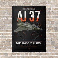 Thumbnail for Saab AJ 37 Viggen vertical canvas print - no frame - black background