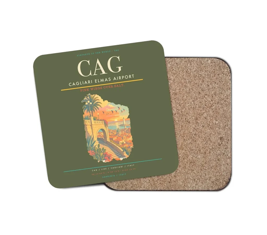 Cagliari Elmas Airport CAG Coaster 1-Piece - Green Army