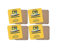 Thumbnail for Beechcraft King Air C90 design on yellow 4 pieces set coaster