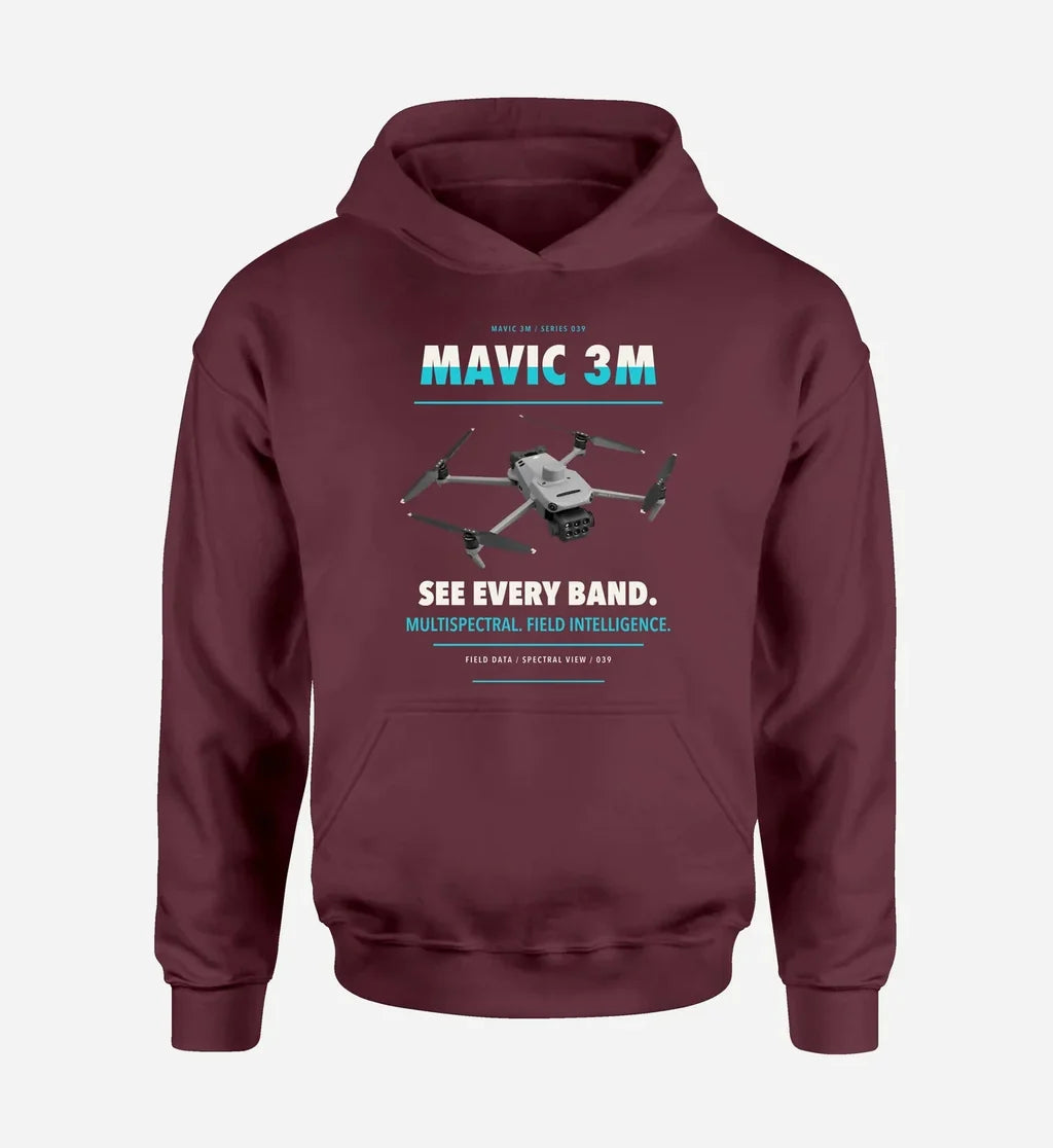 DJI Mavic 3 Multispectral design on dark red hoodie single side
