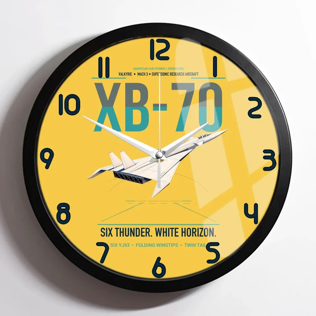 XB-70A Valkyrie design on yellow framed wall clock