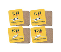 Thumbnail for T-1A Jayhawk Advanced Jet Trainer design on yellow 4 pieces set coaster