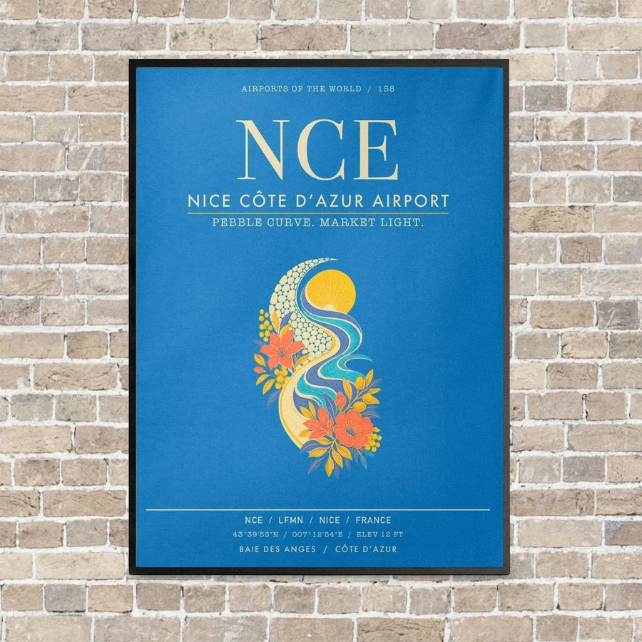 Nice Cote dAzur Airport NCE - Canvas Framed - Turquoise