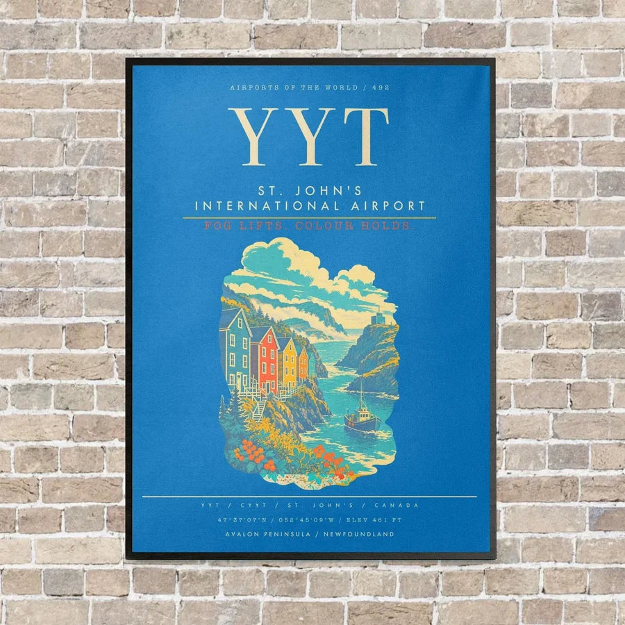 St. John's International Airport YYT - Canvas Framed - Turquoise