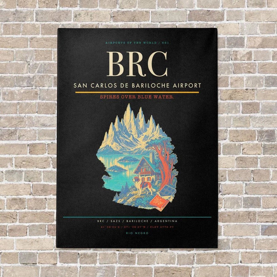 San Carlos de Bariloche Airport BRC - Canvas No Frame - Black