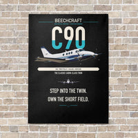 Thumbnail for Beechcraft King Air C90 vertical canvas print - no frame - black background