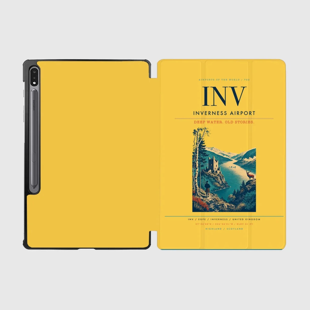 Inverness Airport (INV) design on yellow samsung tablet tablet case