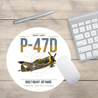 Thumbnail for P-47D Thunderbolt Razorback design on white round mouse pad