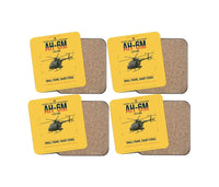 Thumbnail for MD AH-6M Little Bird design on yellow 4 pieces set coaster