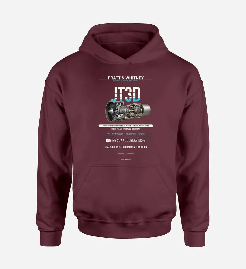 JT3D design on dark red hoodie single side