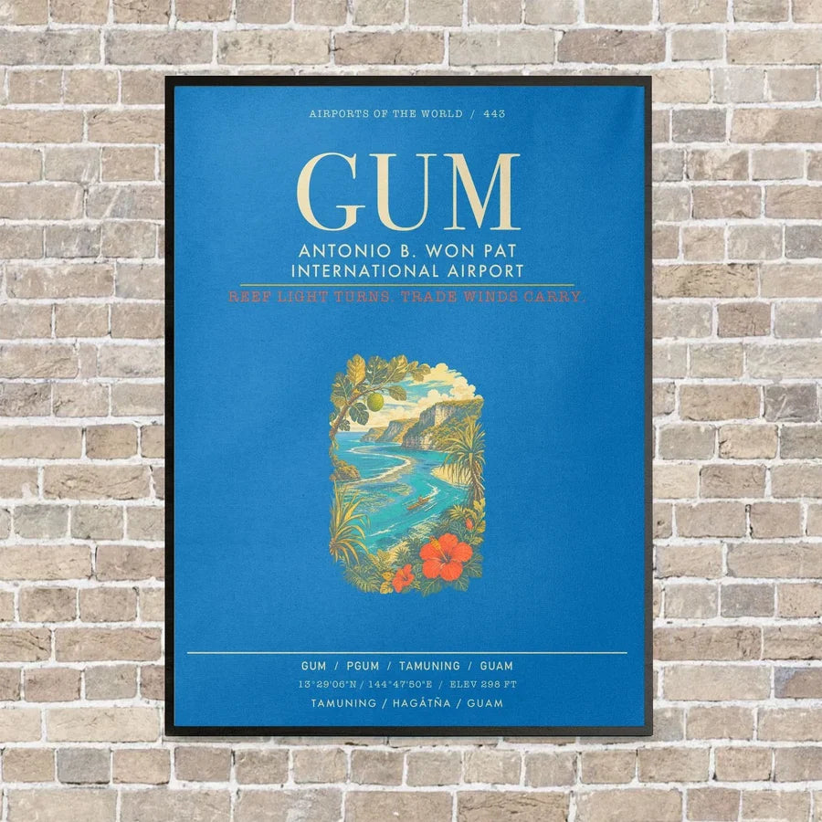 Antonio B. Won Pat International Airport GUM - Canvas Framed - Turquoise