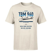 Thumbnail for Daher TBM 960 design on beige t-shirt, single-side print