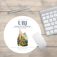 Thumbnail for Yamaguchi Ube Airport (UBJ) design on white round mouse pad