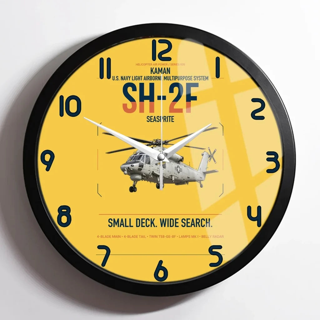 Kaman SH-2F Seasprite design on yellow framed wall clock