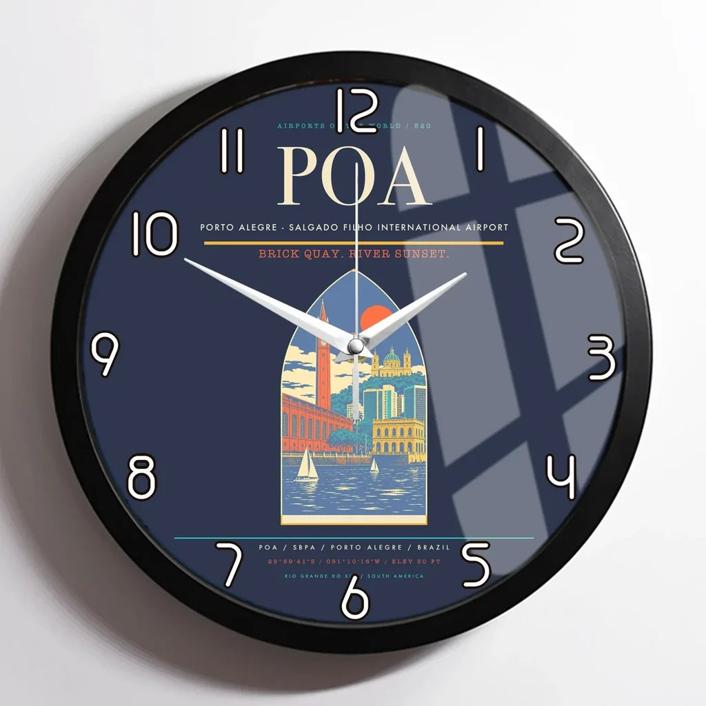 Porto Alegre - Salgado Filho International Airport POA Wall-Clock Framed - Navy Blue