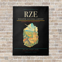 Thumbnail for Rzeszów-Jasionka Airport RZE vertical canvas print - no frame - black background