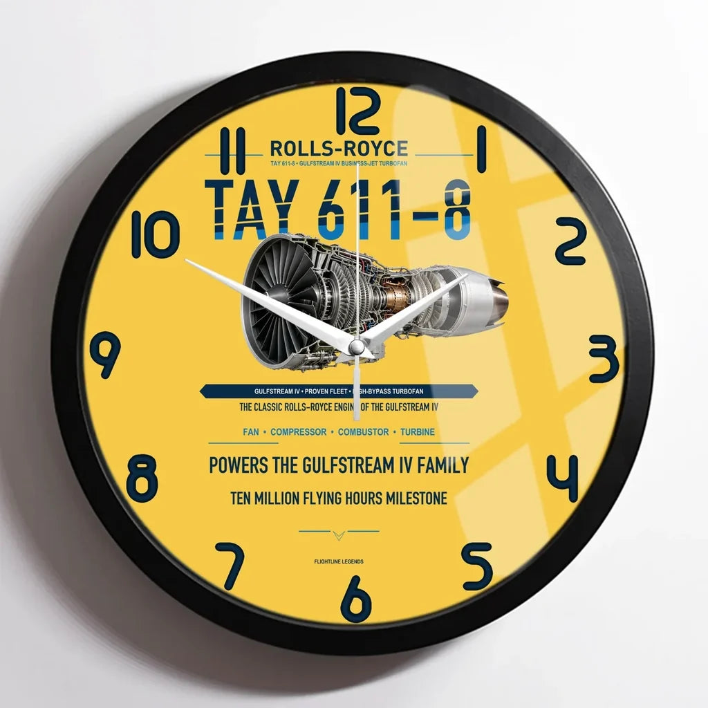 TAY 611-8 design on yellow framed wall clock