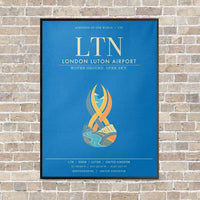 Thumbnail for London Luton Airport LTN - Canvas Framed - Turquoise