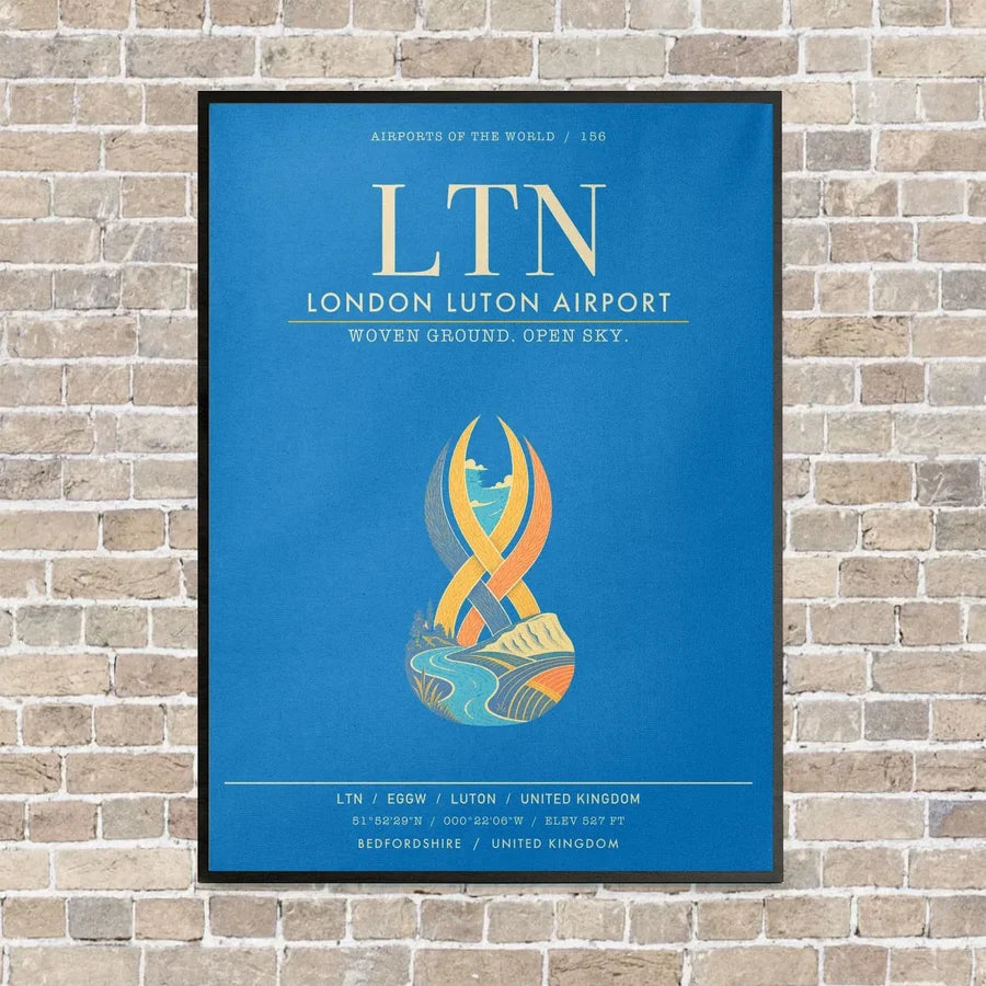 London Luton Airport LTN - Canvas Framed - Turquoise