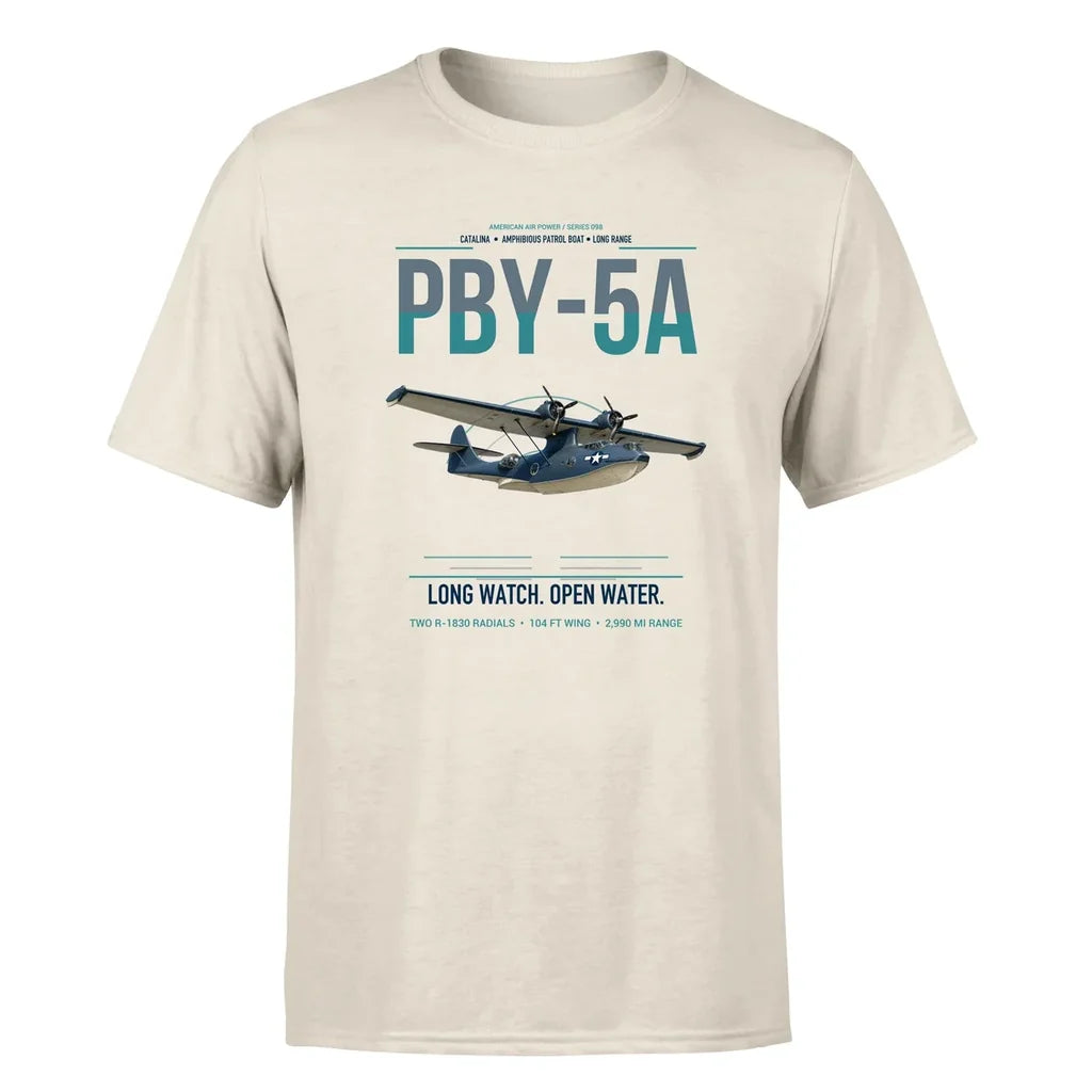 PBY-5A Catalina design on beige double-side t-shirt, single-side print