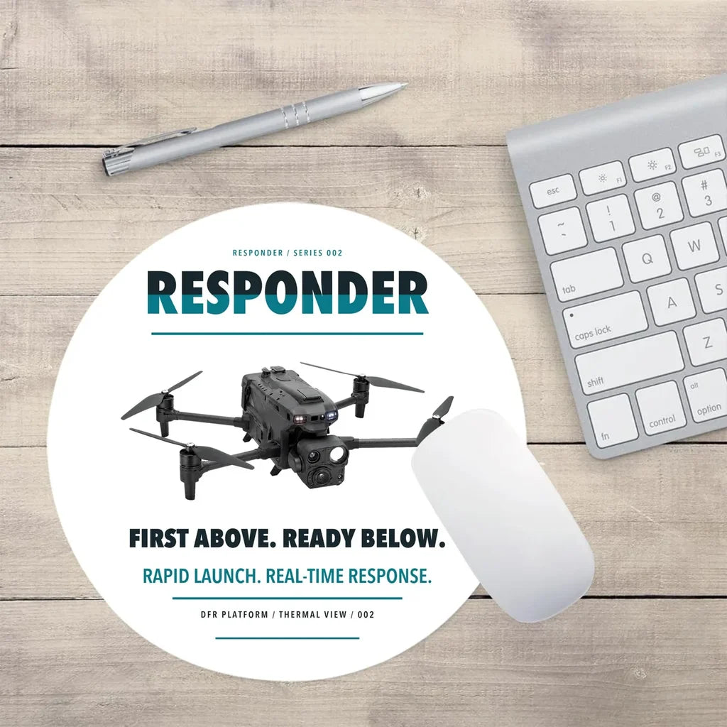 BRINC Responder design on white round mouse pad